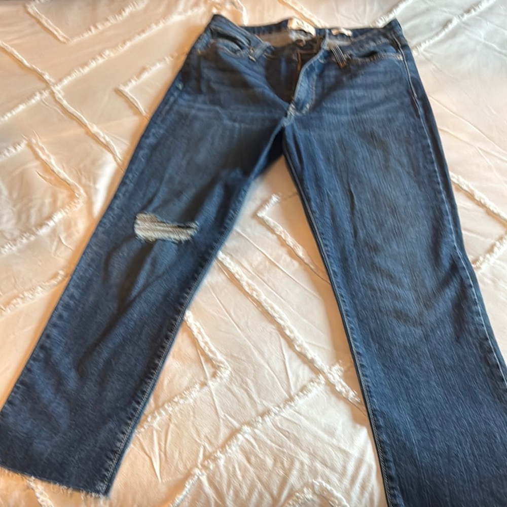 Blue Relaxed Fit Jeans with Distressed Details
